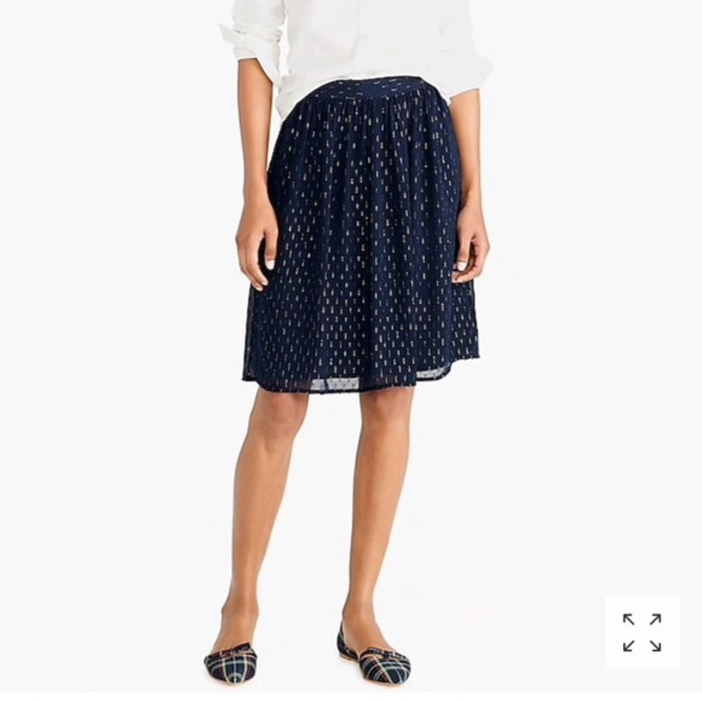 J Crew Navy and Gold Midi Skirt - Size 10